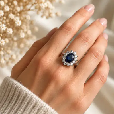 Bague or blanc 750 millièmes saphir et diamants